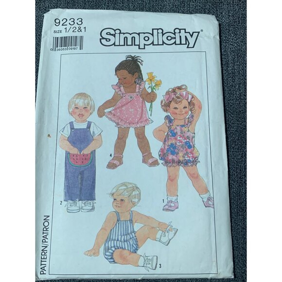 Simplicity Toddlers Jumpsuit Rompers Dress Sewing Pattern sz 1/2-1 9233 - uncut - Picture 4 of 4